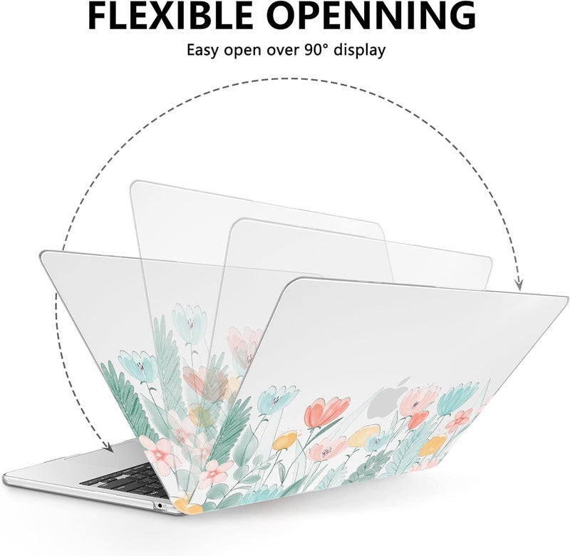 AKIT Compatible with MacBook Air 13 inch Case 2026 2025 2024-2022 M4 M3 M2 A3240 A3113 A2681, Pattern Hard Shell Laptop Case+Screen Protector+Keyboard Cover for MacBook Air 13.6 inch, SimpleFlowers - Image 5